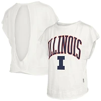 T-shirt Pressbox Cream pour femmes, Illinois Fighting Illini, Nelson Movement, dos ouvert, en flammé
