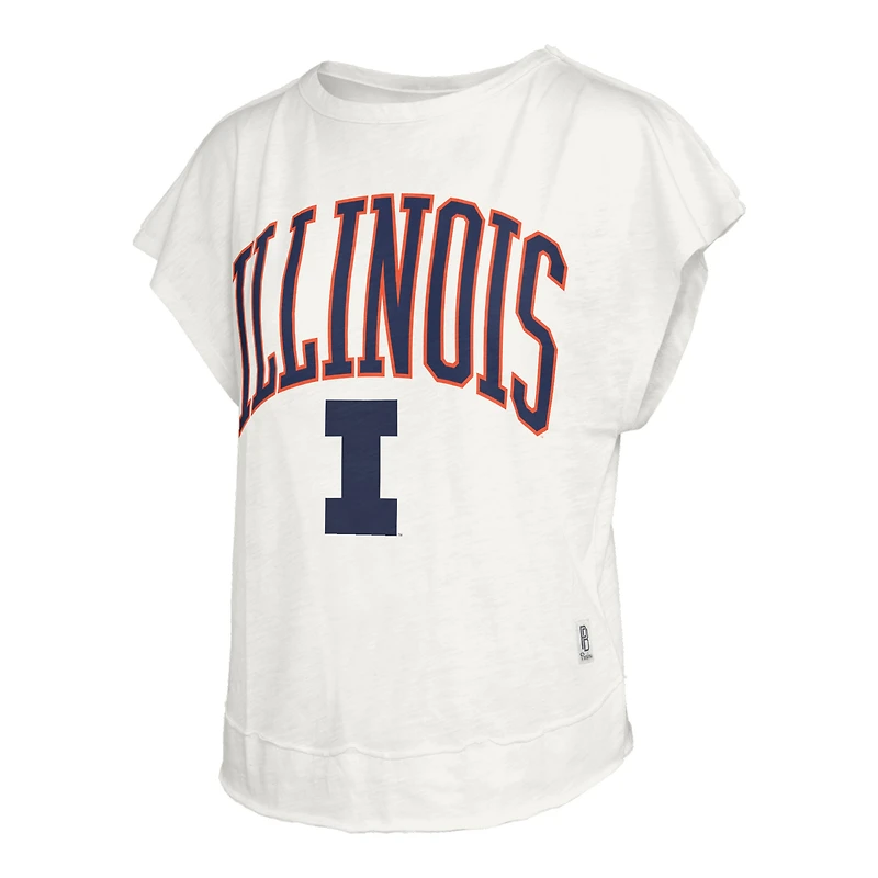 Women's Pressbox  Cream Illinois Fighting Illini Nelson Movement Open Back Slub T-Shirt