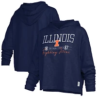 Women's Pressbox  Navy Illinois Fighting Illini Castillo Slub Waist Length Long Sleeve Hooded T-Shirt
