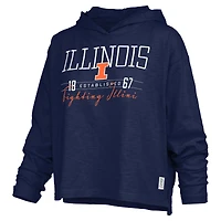 Women's Pressbox  Navy Illinois Fighting Illini Castillo Slub Waist Length Long Sleeve Hooded T-Shirt