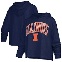 Women's Pressbox  Navy Illinois Fighting Illini Nelson Arch Over Logo Long Sleeve Hooded Slub T-Shirt