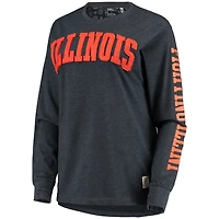 T-shirt à manches longues Pressbox Illinois Fighting Illini Two-Hit Canyon pour femme, bleu marine