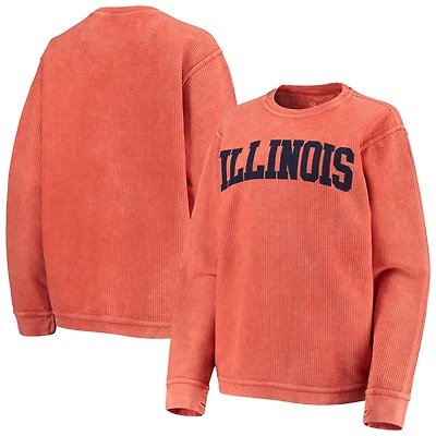 Sweat-shirt Pressbox Orange Illinois Fighting Illini Comfy Cord Vintage Wash Basic Arch pour femme