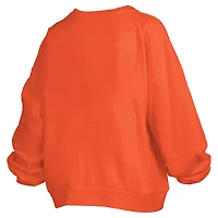 Women's Pressbox Orange Illinois Fighting Illini Janise Arch Over Logo Waist Length Oversized Pullover Sweatshirt