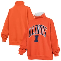Women's Pressbox  Orange Illinois Fighting Illini Oversized Mock Neck Sweatshirt