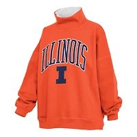 Women's Pressbox  Orange Illinois Fighting Illini Oversized Mock Neck Sweatshirt