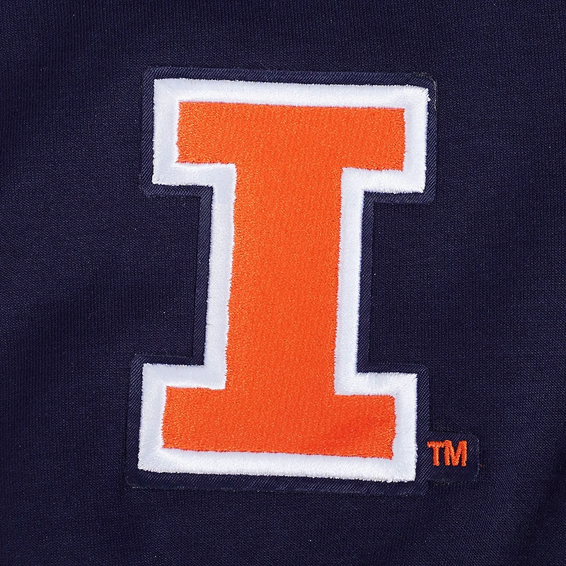 Women's Pro Standard Navy Illinois Fighting Illini Sequin Boxy Cropped Pullover Sweatshirt