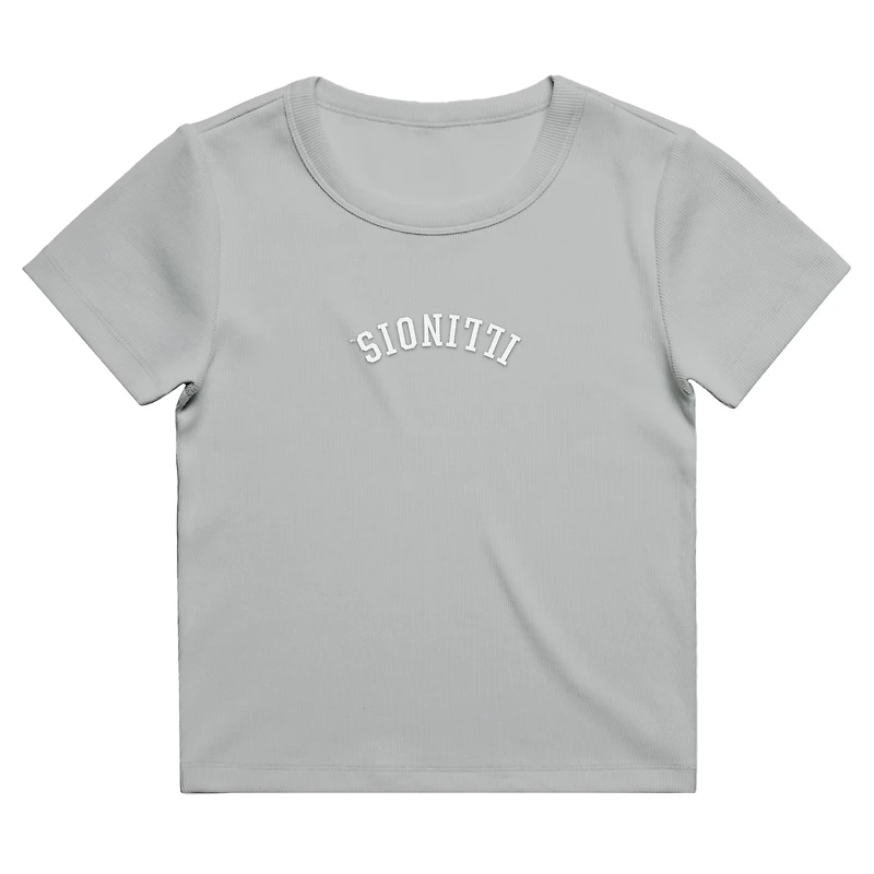 Women's Uscape Apparel  Gray Illinois Fighting Illini Upside Down Embroidery Ribbed Cropped T-Shirt