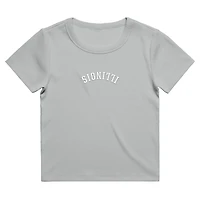 Women's Uscape Apparel  Gray Illinois Fighting Illini Upside Down Embroidery Ribbed Cropped T-Shirt