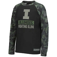 Youth Colosseum Black/Camo Illinois Fighting Illini OHT Military Appreciation Raglan Long Sleeve T-Shirt