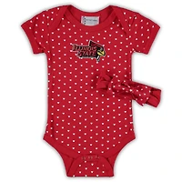 Ensemble body et bandeau rouge Illinois State Redbirds Hearts pour bébé fille