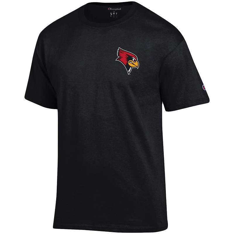 Men's Champion Black Illinois State Redbirds Stack 2-Hit T-Shirt