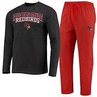 Men's Concepts Sport Red/Heathered Charcoal Illinois State Redbirds Meter Long Sleeve Top & Pants Sleep Set