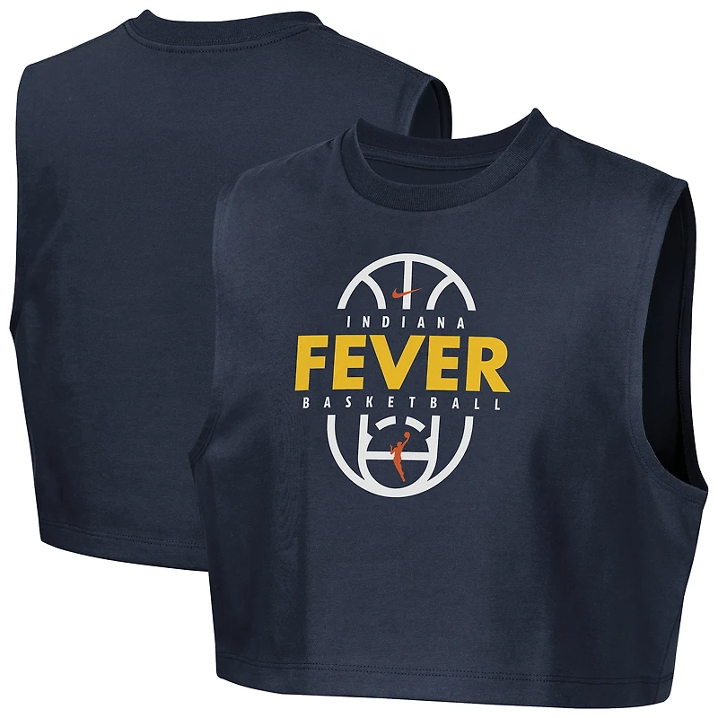 Girls Youth Nike Navy Indiana Fever 2026 Authentic Practice Sleeveless Cropped T-Shirt