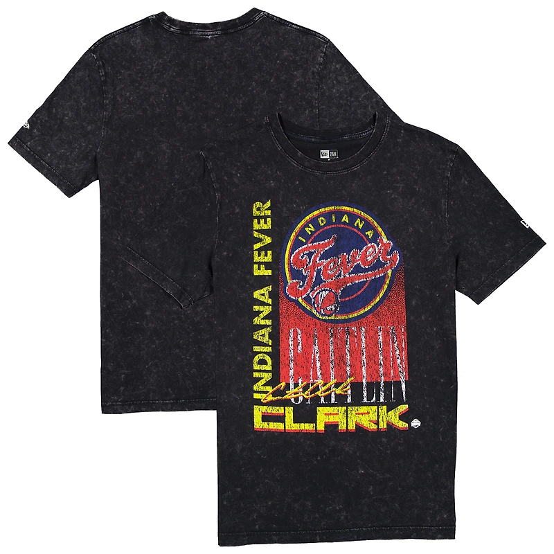 T-shirt Caitlin Clark noir Indiana Fever Full Court Press pour homme New Era, délavé minéral