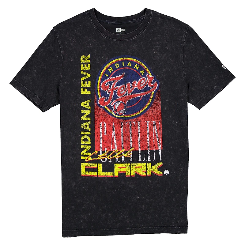 T-shirt Caitlin Clark noir Indiana Fever Full Court Press pour homme New Era, délavé minéral