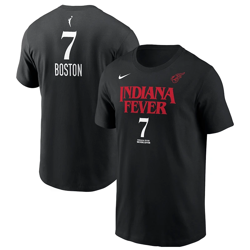 Men's Nike Aliyah Boston Black Indiana Fever Rebel Edition Name & Number T-Shirt
