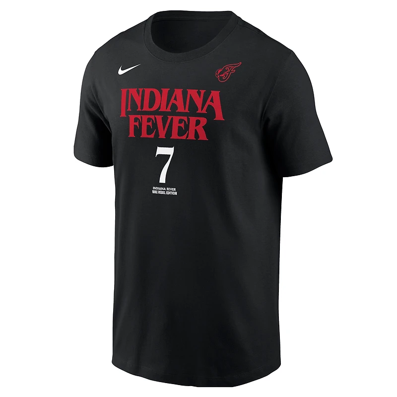 Men's Nike Aliyah Boston Black Indiana Fever Rebel Edition Name & Number T-Shirt