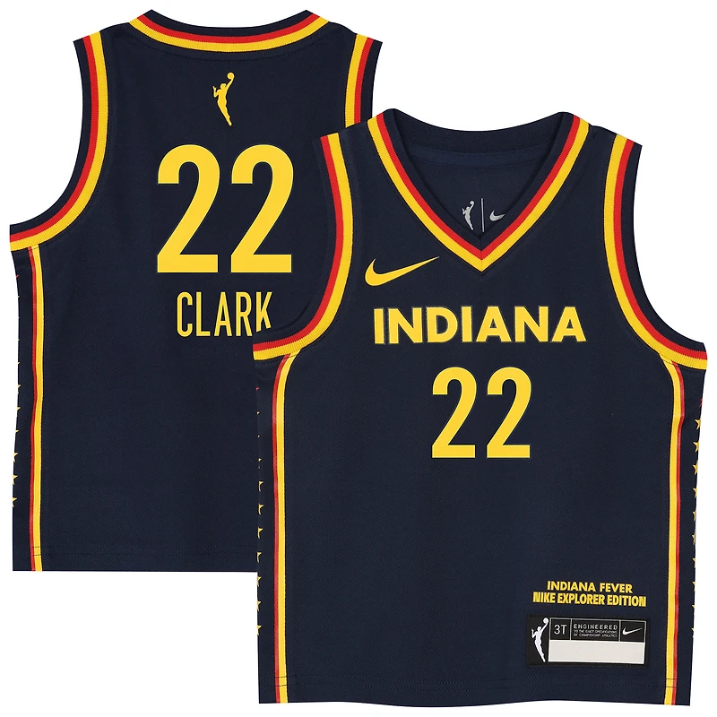 Maillot Nike Caitlin Clark bleu marine Indiana Fever Explorer Edition Victory pour enfant d'âge préscolaire