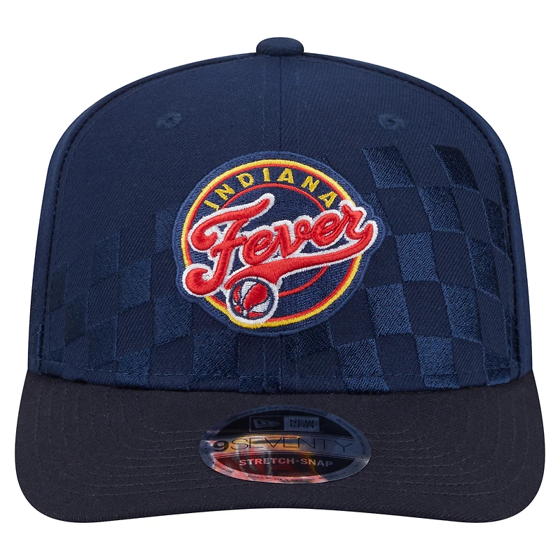 Casquette ajustable unisexe New Era bleu marine Indiana Fever 9SEVENTY à imprimé damier