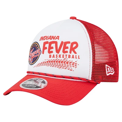 Unisex New Era White/Red Indiana Fever 9FORTY A-Frame Graphic Trucker Hat