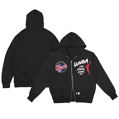 Sweat à capuche unisexe double fermeture éclair Round21 Black Indiana Fever