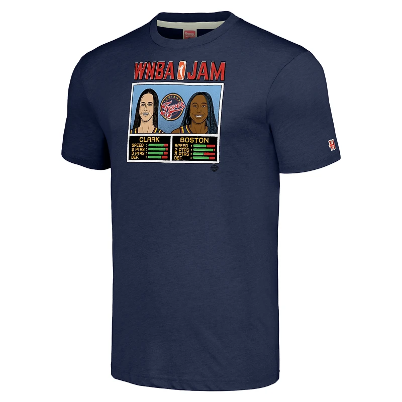 Hommage unisexe Caitlin Clark et Aliyah Boston Navy Indiana Fever WNBA Jam T-shirt triple mélange