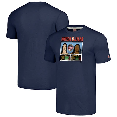 Hommage unisexe Caitlin Clark et Aliyah Boston Navy Indiana Fever WNBA Jam T-shirt triple mélange