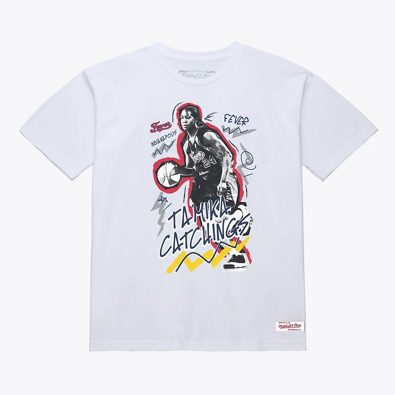 Unisex Mitchell & Ness Tamika Catchings White Indiana Fever Court Origins Chalked Up T-Shirt Women's