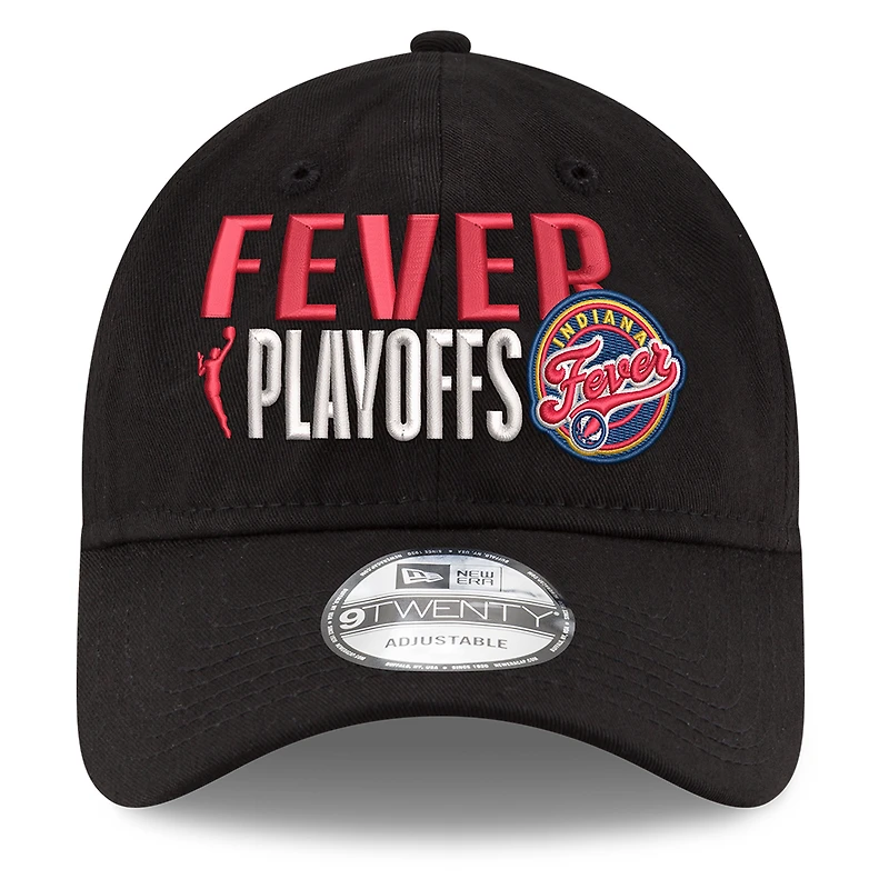 Casquette ajustable unisexe New Era noire Indiana Fever 2025 WNBA Playoffs 9TWENTY