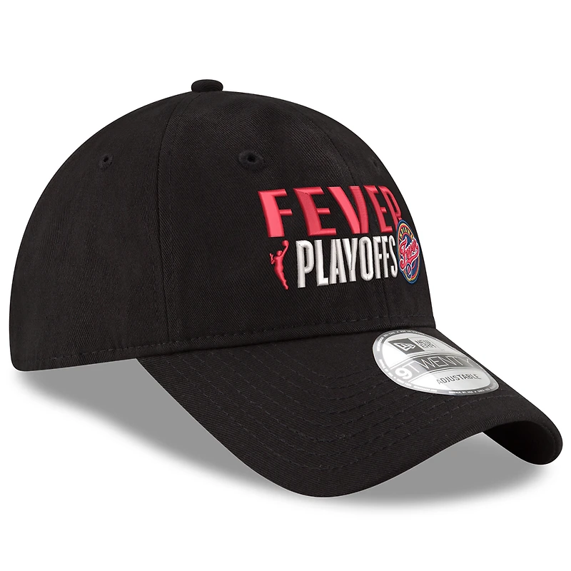 Casquette ajustable unisexe New Era noire Indiana Fever 2025 WNBA Playoffs 9TWENTY