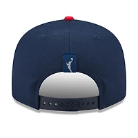 Casquette unisexe New Era bleu marine/rouge Indiana Fever WNBA Tip-Off 2026 avec badge métallique et monture en A (modèle 9FIFTY Snapback)