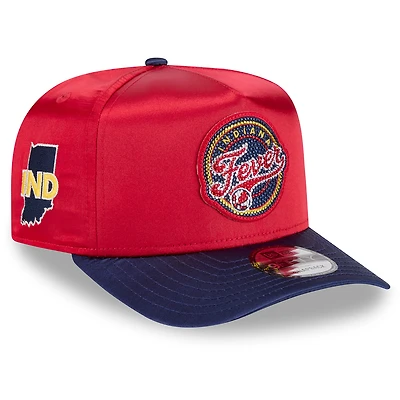 Casquette unisexe New Era rouge/marine Indiana Fever Draft WNBA 2026, modèle A-Frame en satin, ajustable 9FORTY