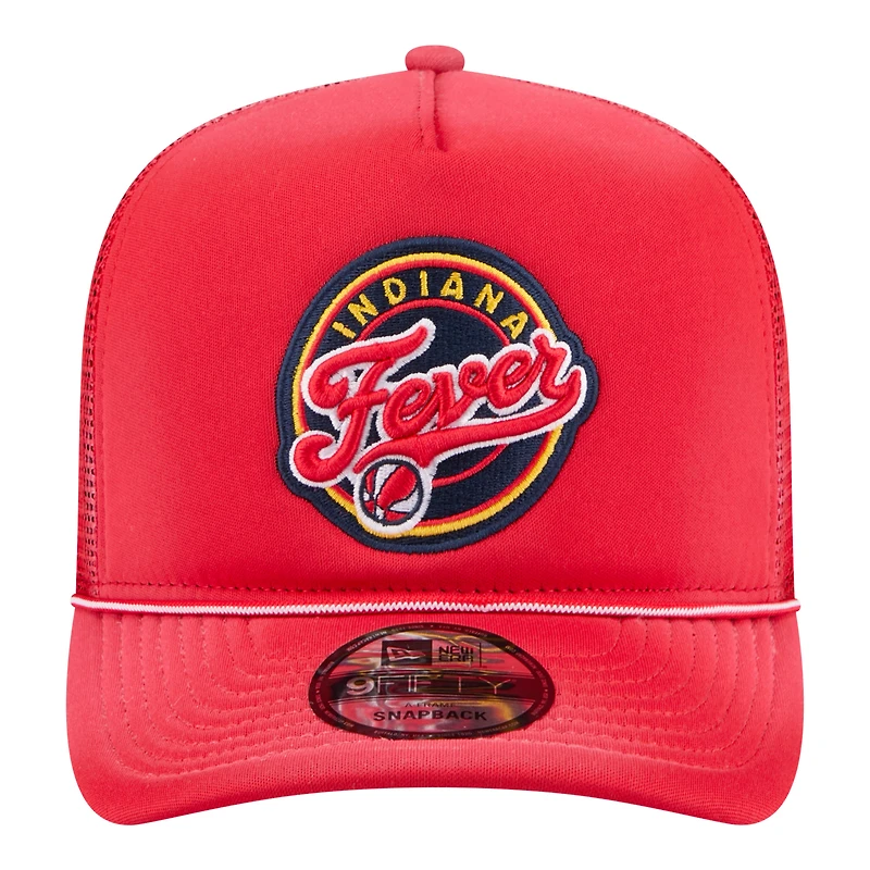 Unisex New Era  Red Indiana Fever Worn Foam Front 9FIFTY A-Frame Trucker Rope Snapback Hat