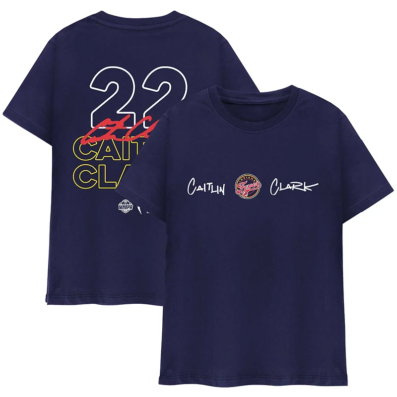T-shirt unisexe round21 Caitlin Clark bleu marine Indiana Fever Player Signature
