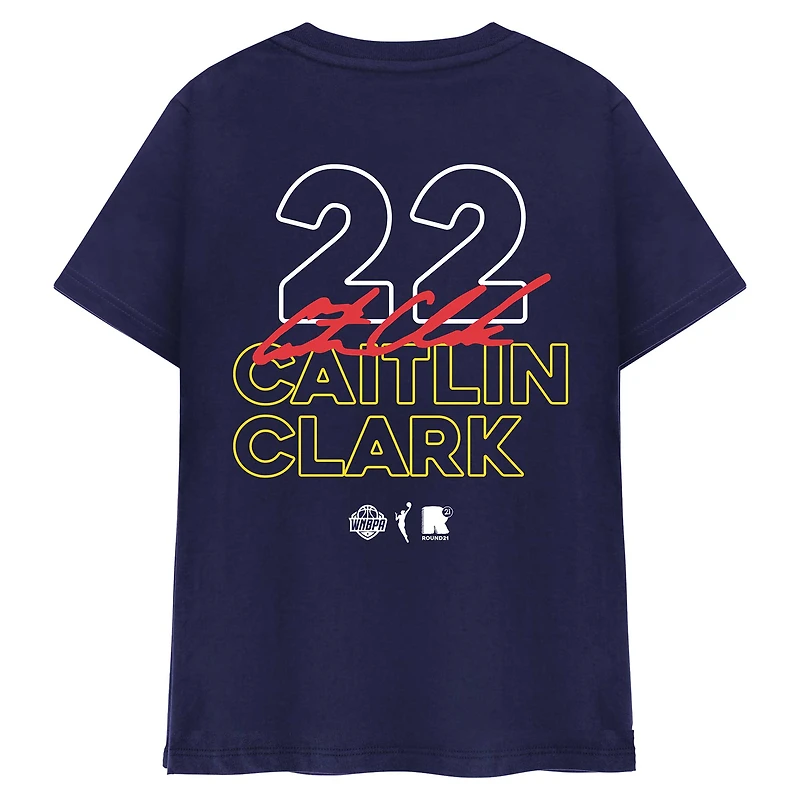 T-shirt unisexe round21 Caitlin Clark bleu marine Indiana Fever Player Signature