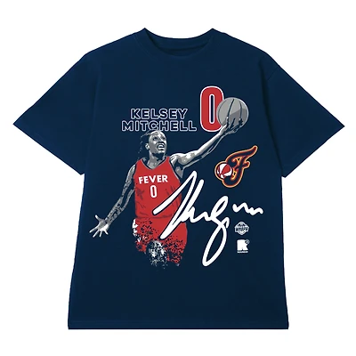 T-shirt unisexe round21 Kelsey Mitchell bleu marine Indiana Fever avec motif graphique