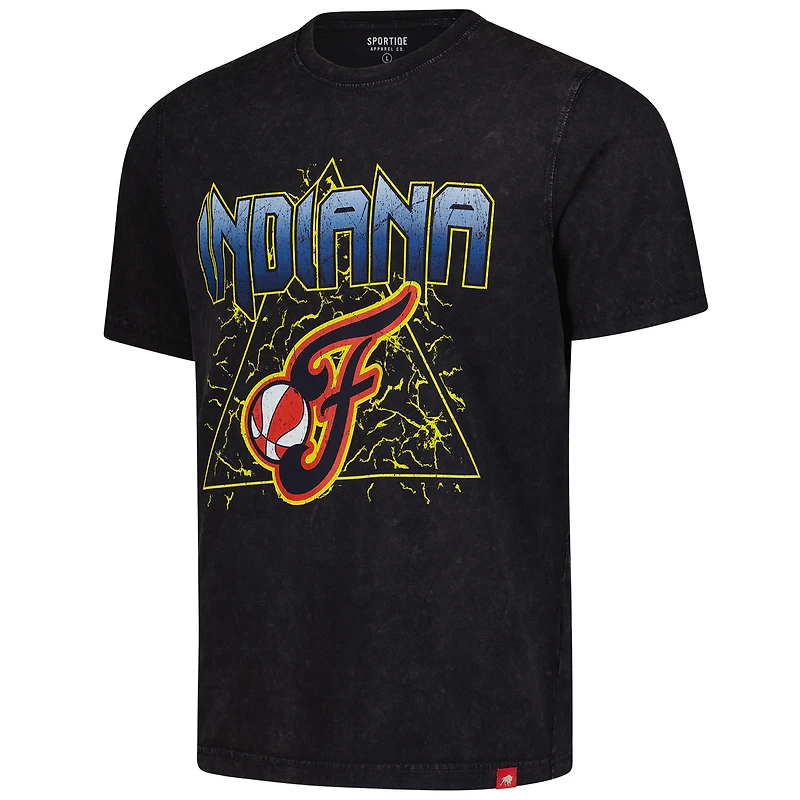 Unisex Sportiqe Black Indiana Fever Rock & Roll Collection Angus Mineral Wash T-Shirt