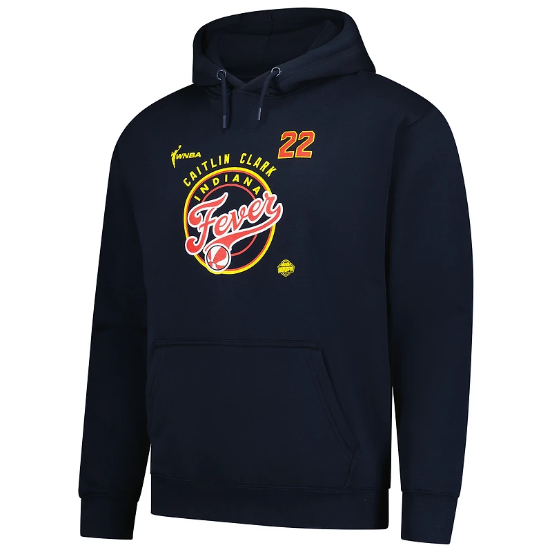 Sweat à capuche unisexe Stitches Caitlin Clark bleu marine Indiana Fever Dynasty Apparel avec logo joueur et équipe