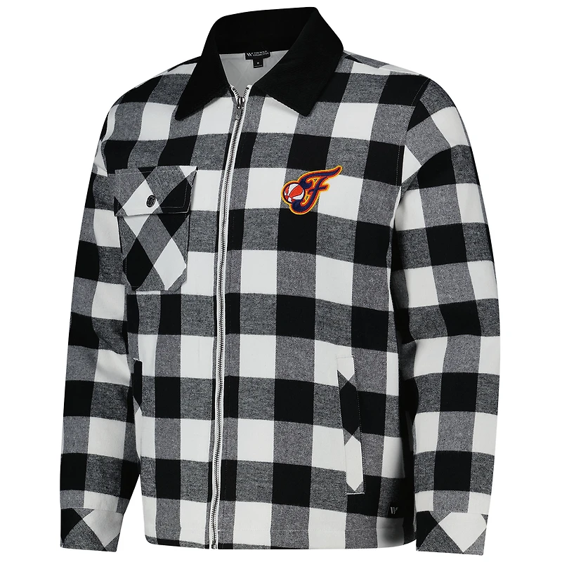 Veste-chemise unisexe en flanelle noire/blanche à fermeture éclair intégrale Indiana Fever de The Wild Collective