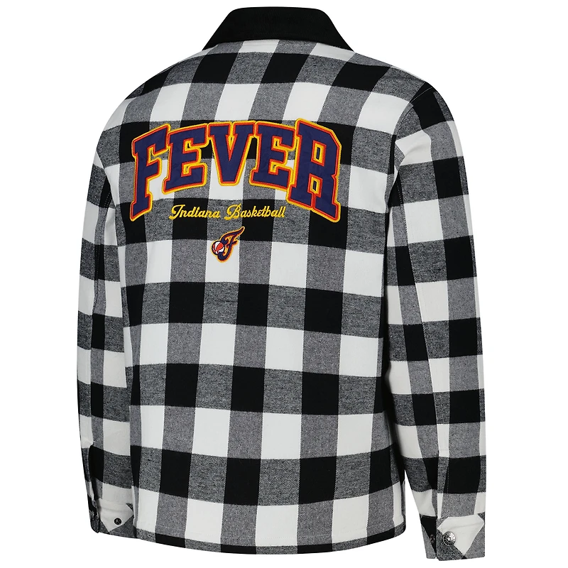 Veste-chemise unisexe en flanelle noire/blanche à fermeture éclair intégrale Indiana Fever de The Wild Collective