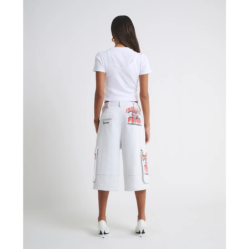 Short cargo en polaire gris chiné Indiana Fever pour femme