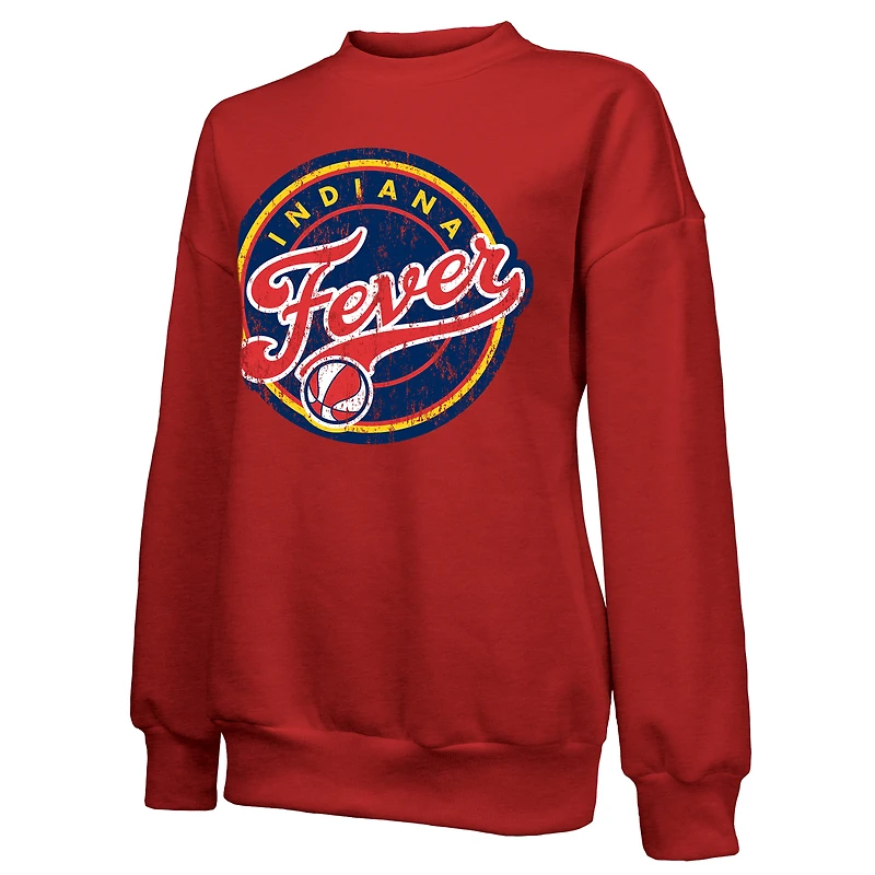 Sweat-shirt à manches longues et col rond en mélange de coton Majestic Threads Red Indiana Fever pour femme