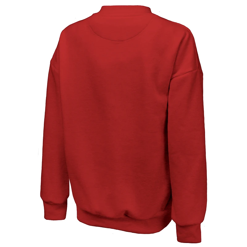 Sweat-shirt à manches longues et col rond en mélange de coton Majestic Threads Red Indiana Fever pour femme