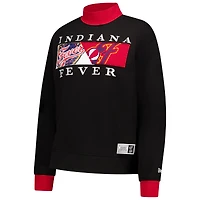 Women's New Era  Black Indiana Fever Split Cropped Mock Neck Sweatshirt