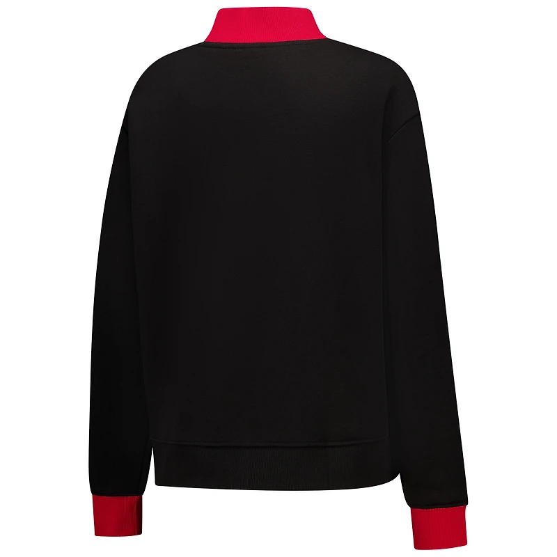 Women's New Era  Black Indiana Fever Split Cropped Mock Neck Sweatshirt