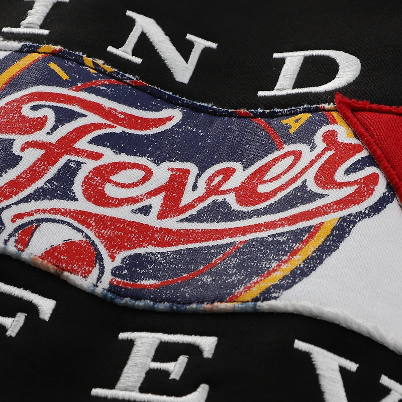 Women's New Era  Black Indiana Fever Split Cropped Mock Neck Sweatshirt