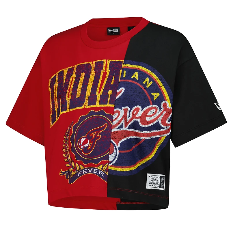 Women's New Era Red Indiana Fever Team Split Cropped Boxy T-Shirt
