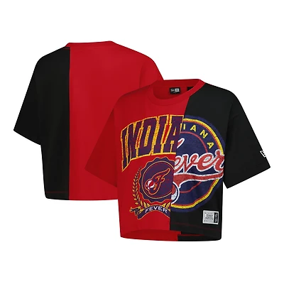 T-shirt court et carré rouge Indiana Fever Team Split pour femme New Era