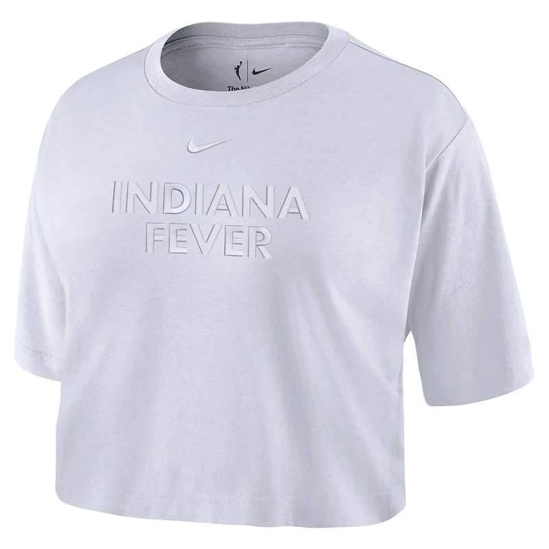 Women's Nike  White Indiana Fever Basketball Tonal Wordmark Cropped T-Shirt